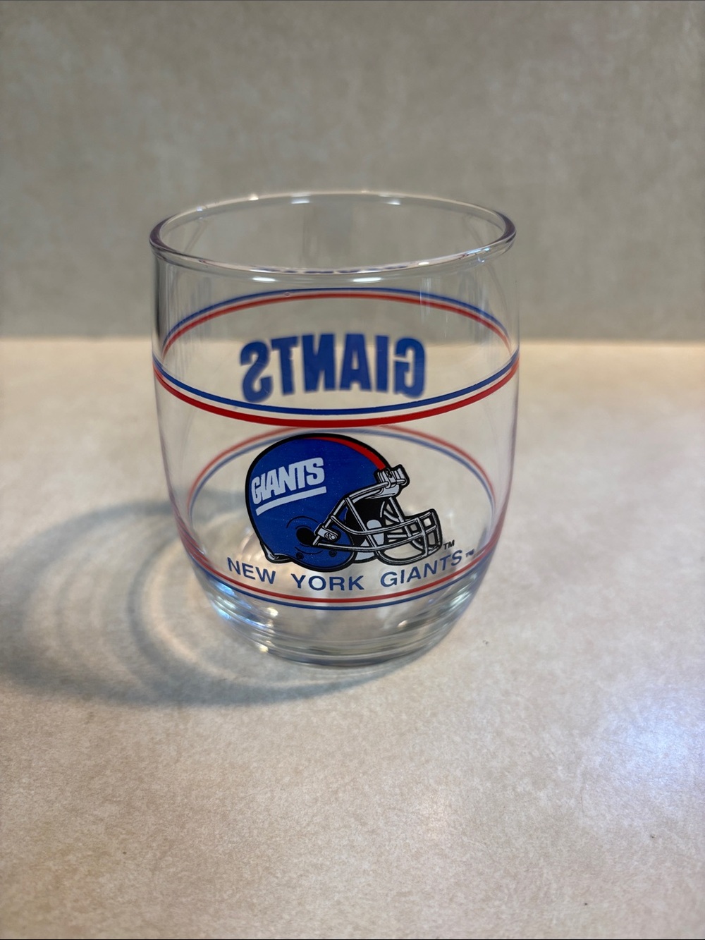NFL New York Giants Clear Glass with Blue Helmet and Red Trim
